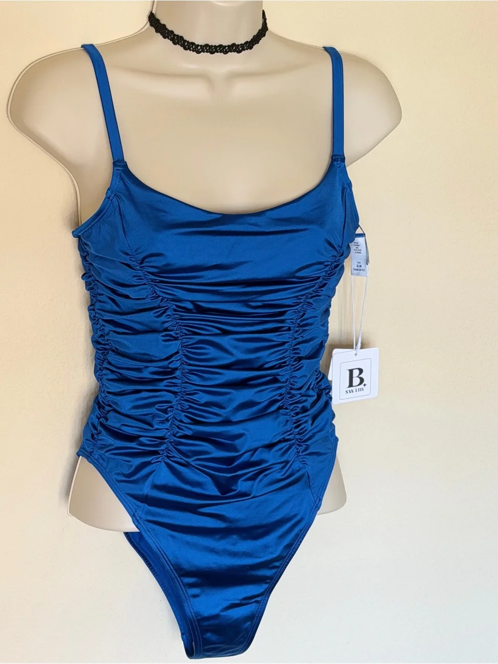 NWT Satin Tsunami Cobalt Sky Blue B swim Swimsuit Size Medium